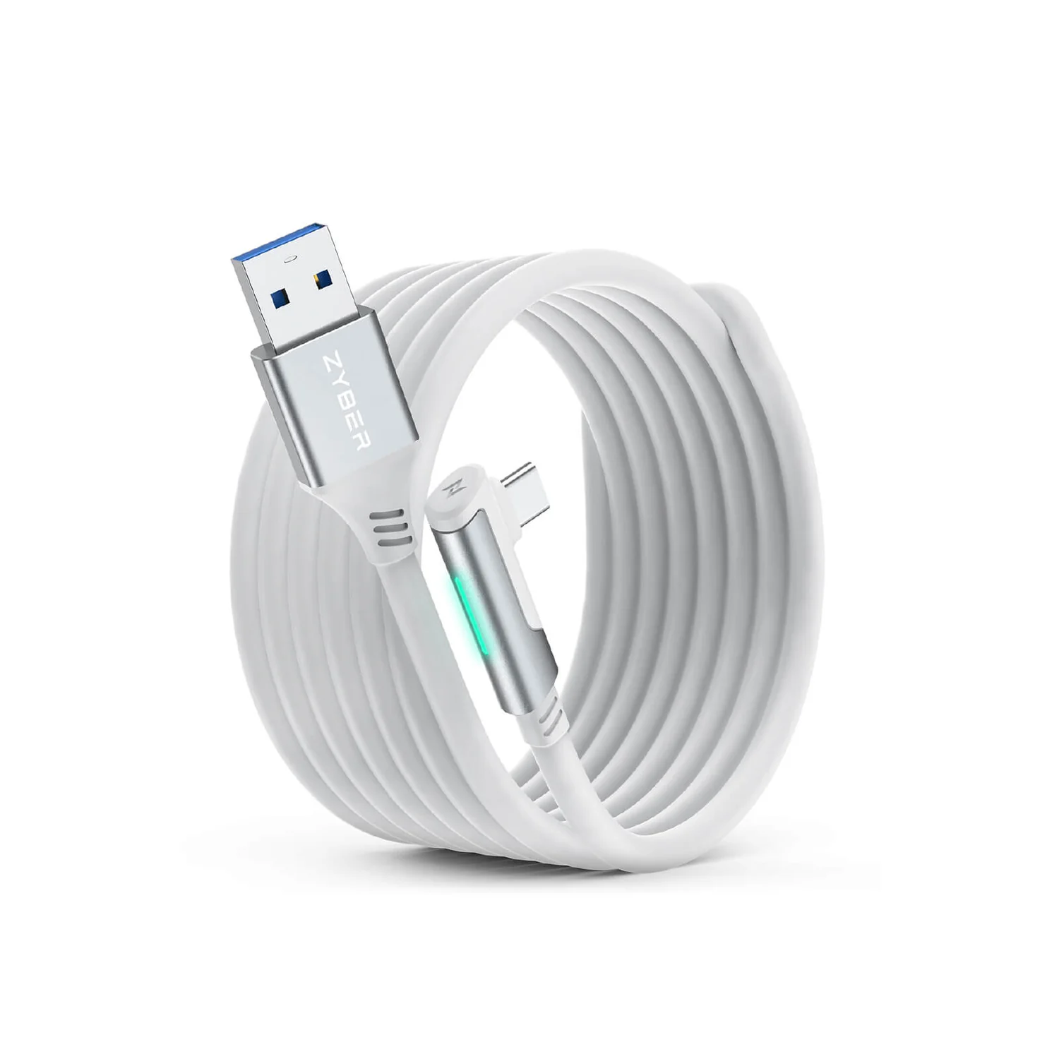 ZyberVR USB-A-zu-USB-C-Verbindungskabel 16 Fuß/5 m mit LED-Anzeige